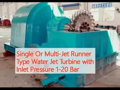 Een- of meerstraalturbine van het type waterstraalturbine met een inlaatdruk van 1-20 bar