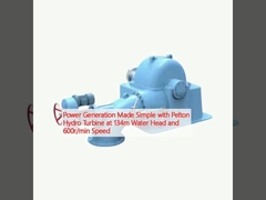 Energieopwekking vereenvoudigd met Pelton Hydroturbine bij 134 m wateroppervlak en 600 r/min snelheid