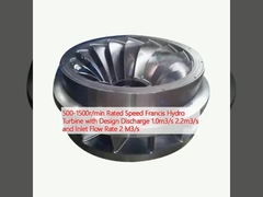 500-1500 r/min Nominale snelheid Francis-waterturbine met ontwerpturbine 1.0m3/s 2.2m3/s en inlaatstroom 2 M3/s