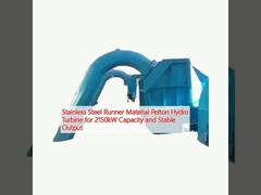 Pelton-waterturbine met een capaciteit van 2150 kW en een stabiele uitgang